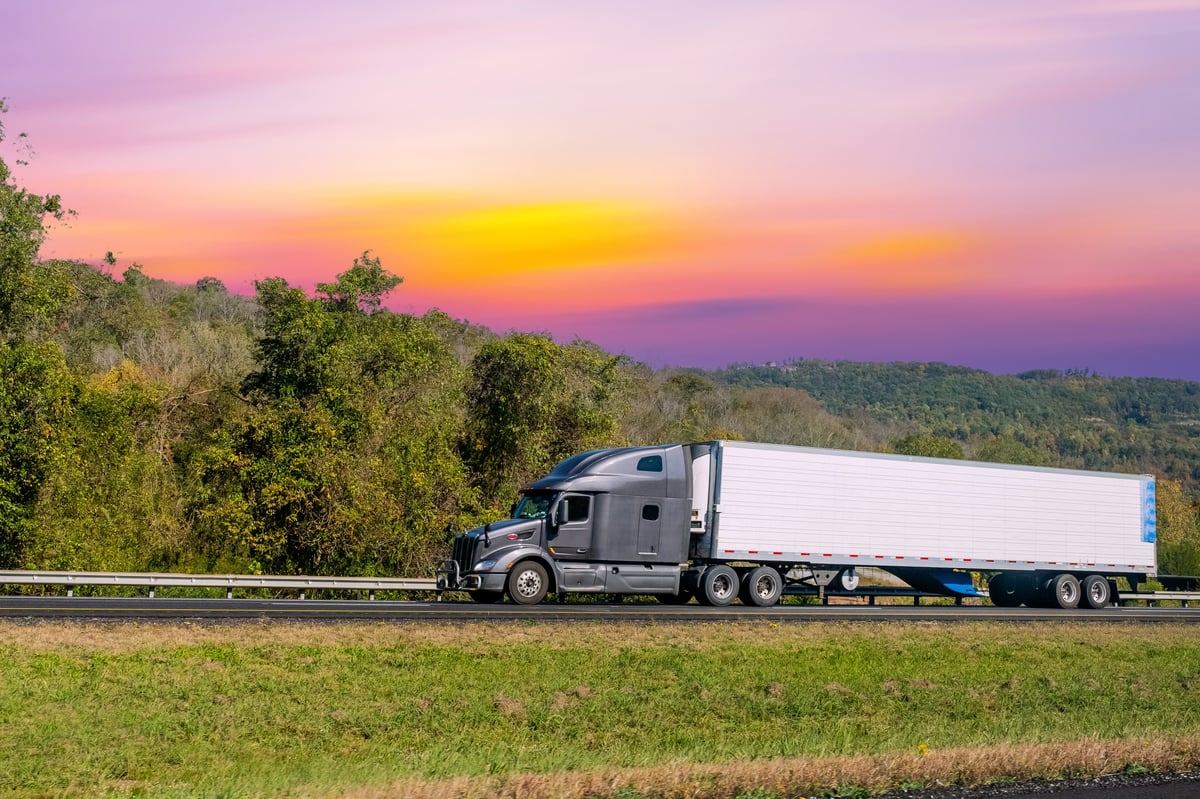Semi Truck on Highway, Trucking in USA